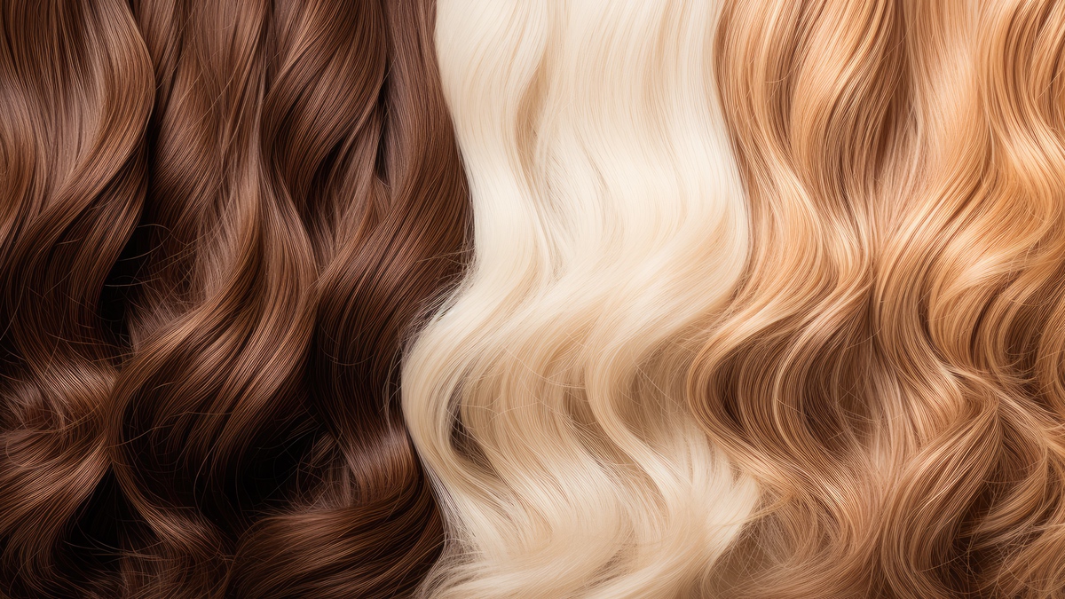 Verschiedene Haarsträhnen in verschiedenen Farben.