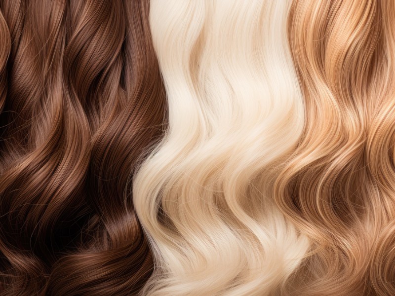Verschiedene Haarsträhnen in verschiedenen Farben.