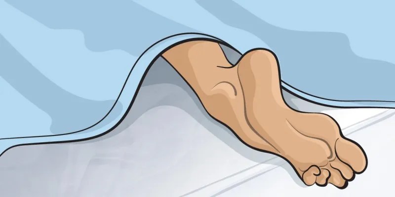 Fuß aus dem Bett strecken.
