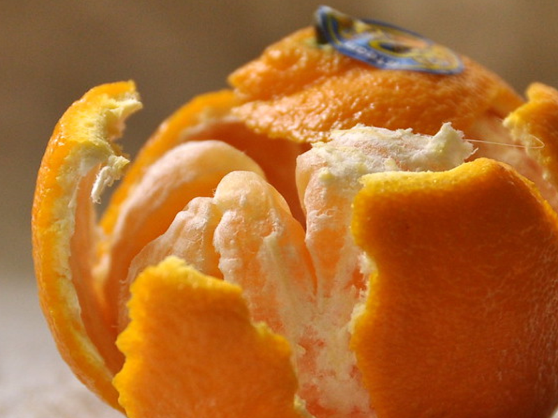 halb geschälte trockene Mandarine