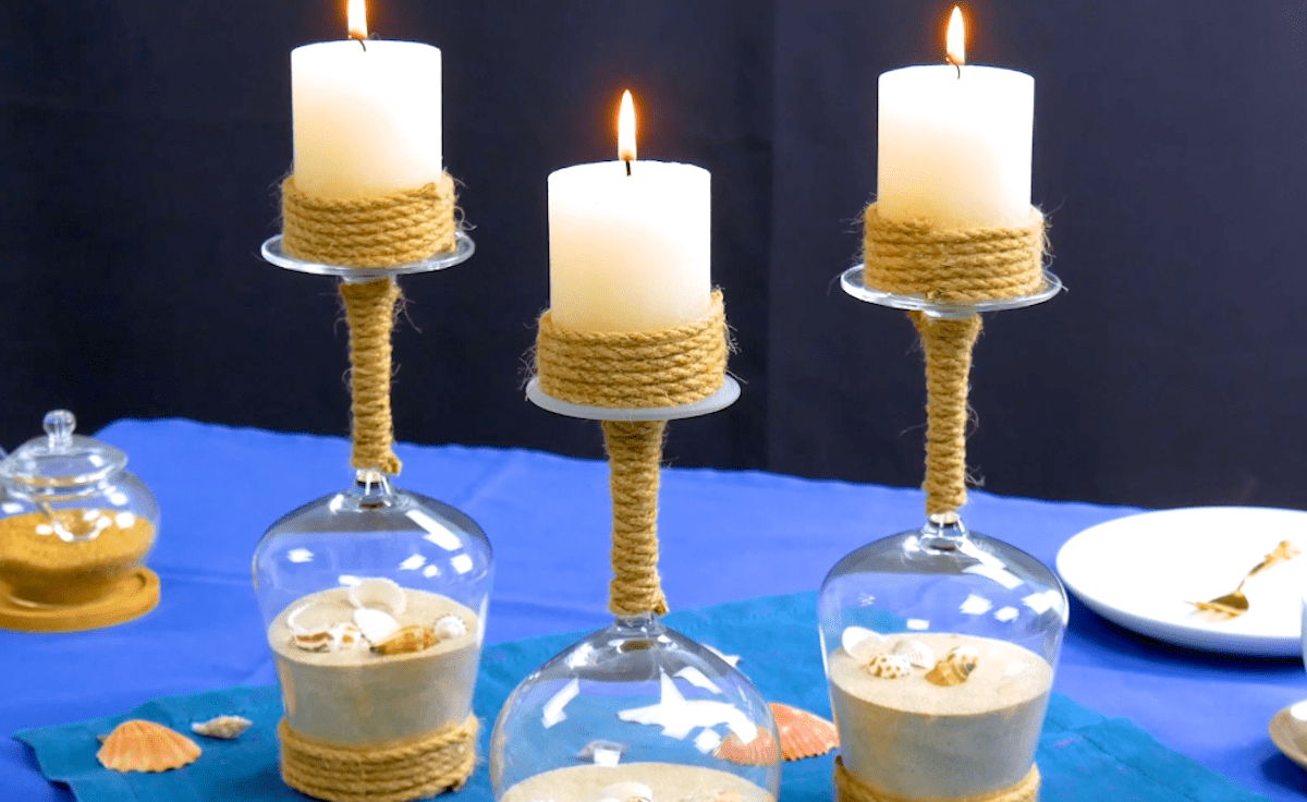 DIY-Kerzenständer mit Seil