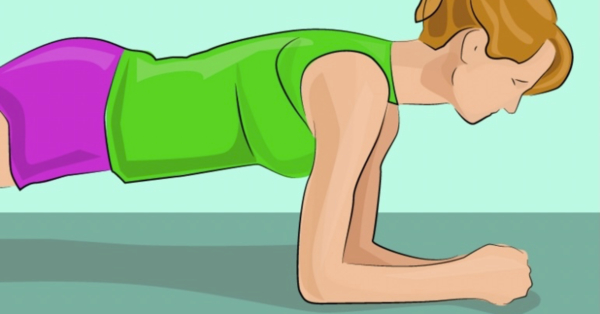 Illustration einer Frau, die in der Plank-Position ausharrt
