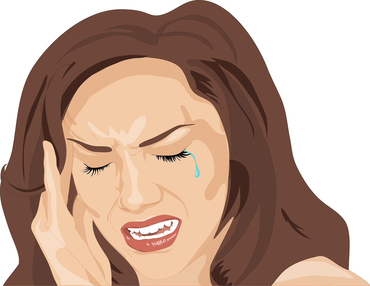 Illustration einer Frau mit Kopfschmerzen.