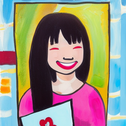 Zeichnung eines lächelnden Mädchens an ihrem Geburtstag.