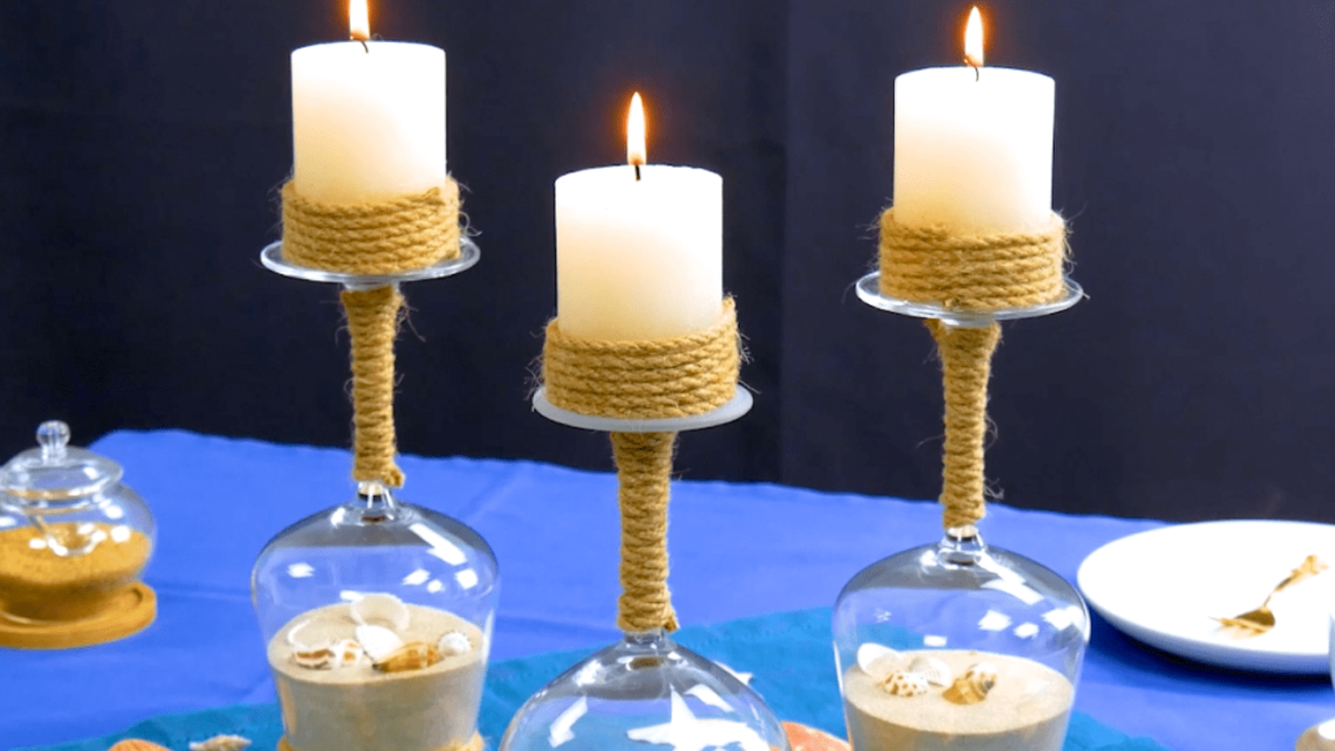 DIY Kerzenständer mit Seil