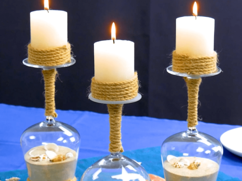 DIY Kerzenständer mit Seil