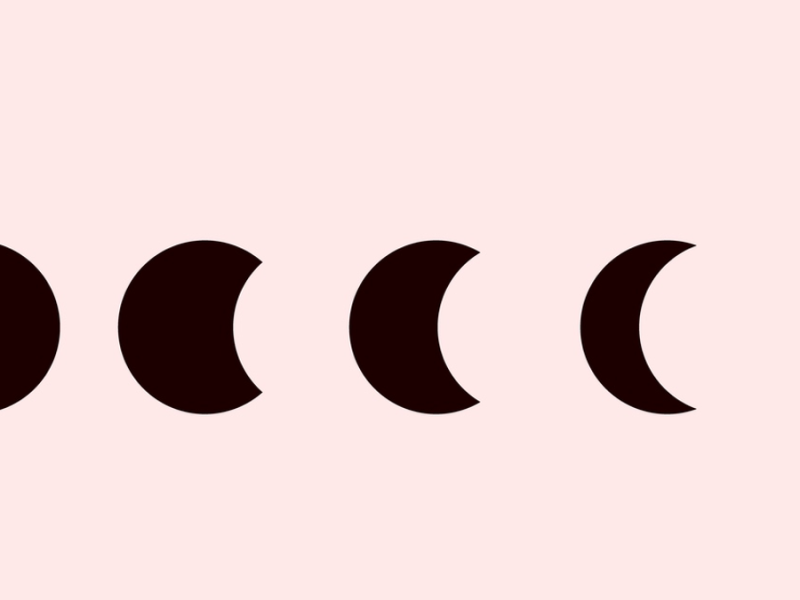 Die Mondphasen auf pinkem Hintergrund