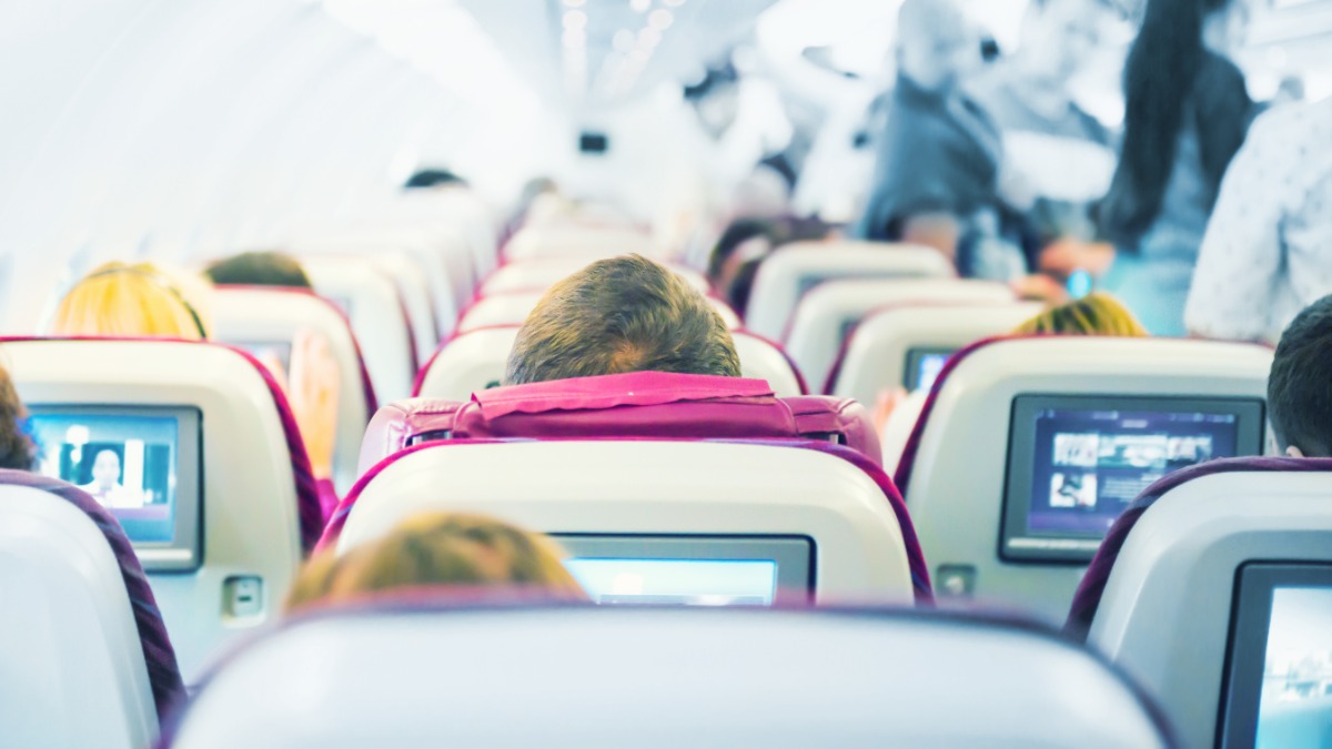 der Innenraum eines Flugzeuges