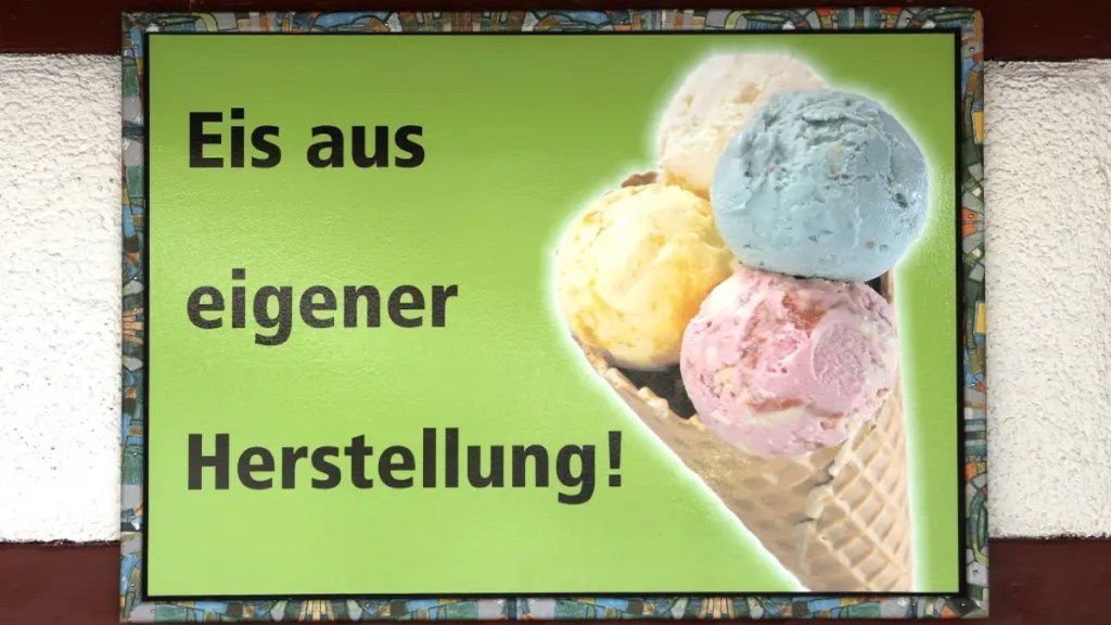 Ein Schild mit der Aufschrift: „Eis aus eigener Herstellung.“