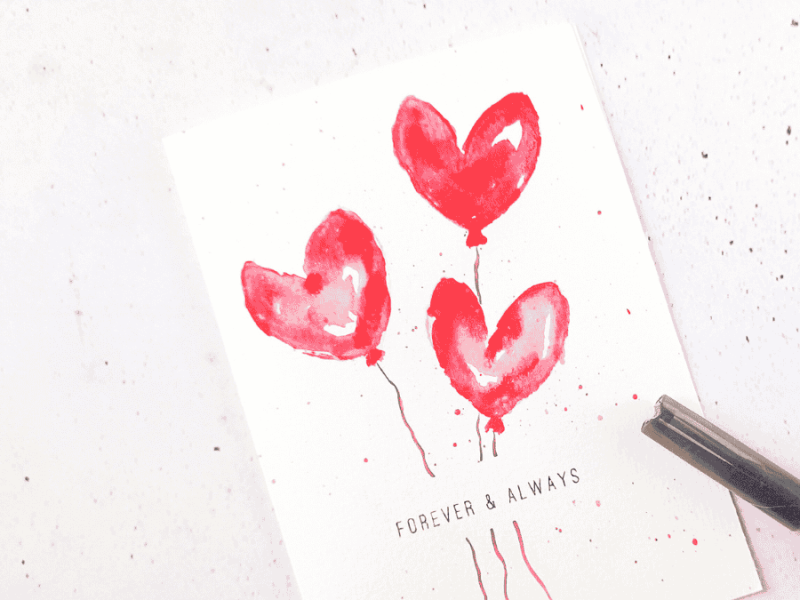 DIY-Karte zum Valentinstag mit Herzballons