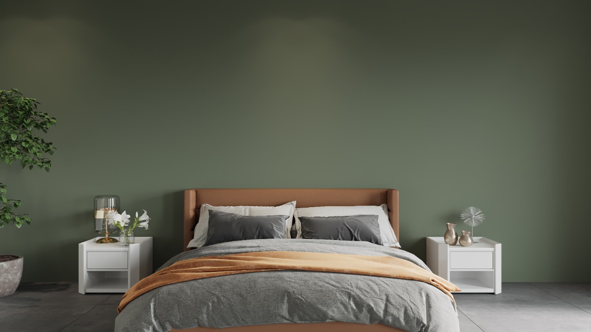 Ein minimalistisch eingerichtetes Schlafzimmer.