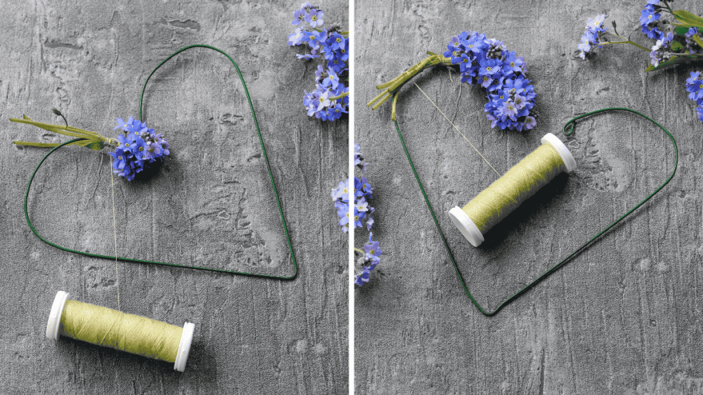 Blumenkranz in Herzform aus Vergissmeinnicht in Muttertag
