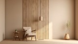 Ein Wohnzimmer mit Paneelen aus Holz.