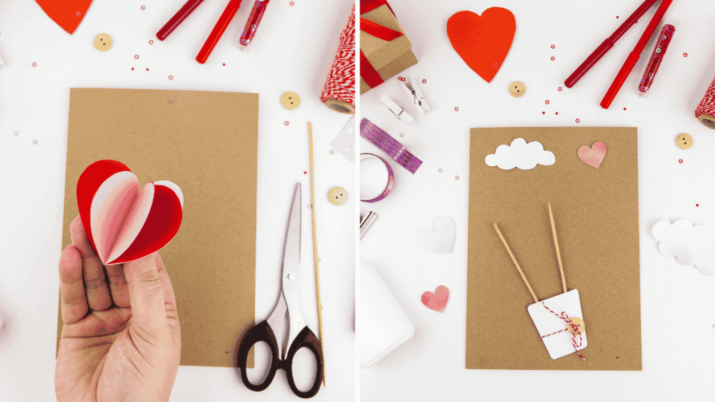 Karte zum Muttertag, Heißluftballonkarte, DIY, Karte zusammenkleben