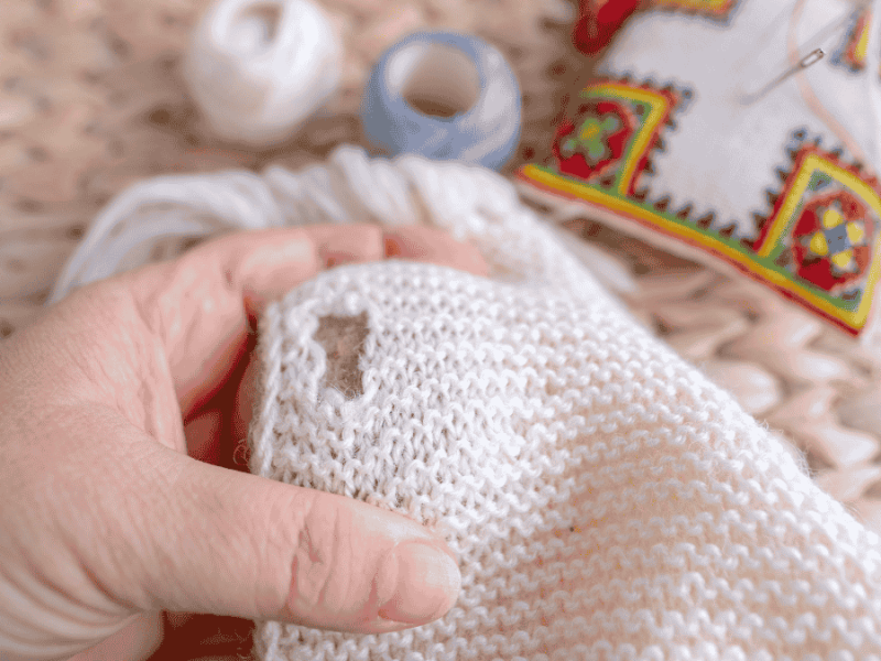 Schlupfwespen gegen Motten, Wollpullover mit Loch
