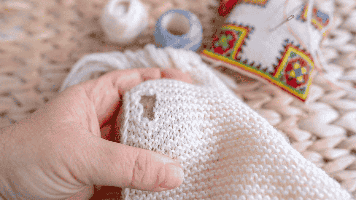 Schlupfwespen gegen Motten, Wollpullover mit Loch